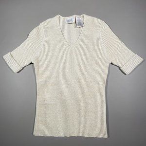 Kathie Lee Collection Top with Gold Sparkles Ribbed Stretch Ladies Small‎ 4/6